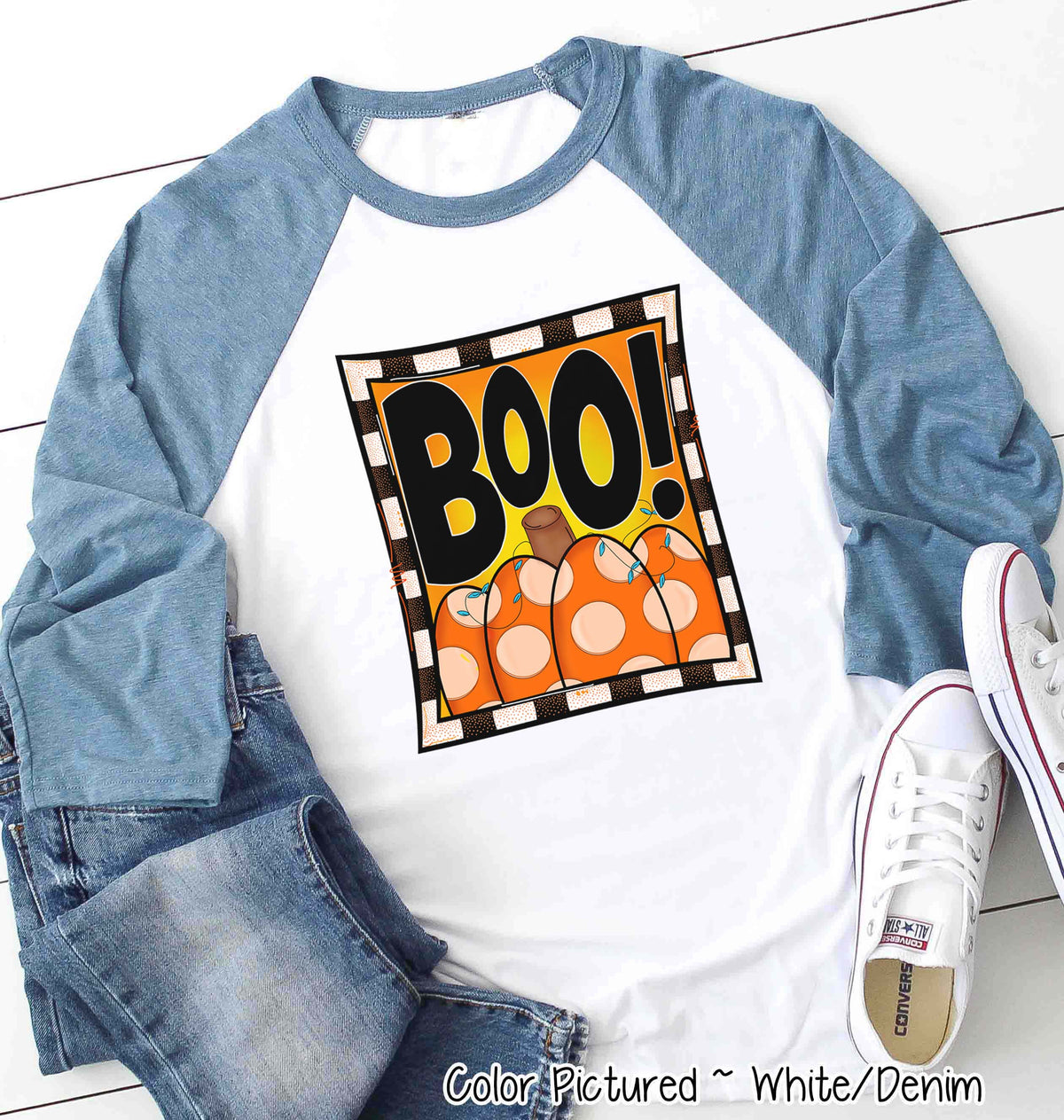 Boo Pumpkin Cute Halloween Raglan Tee