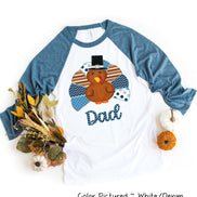 Personalized Pattern Thanksgiving Turkey Family Matching Raglan Tee