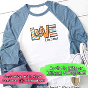 Love Like Jesus Fall Monogram Raglan Tee