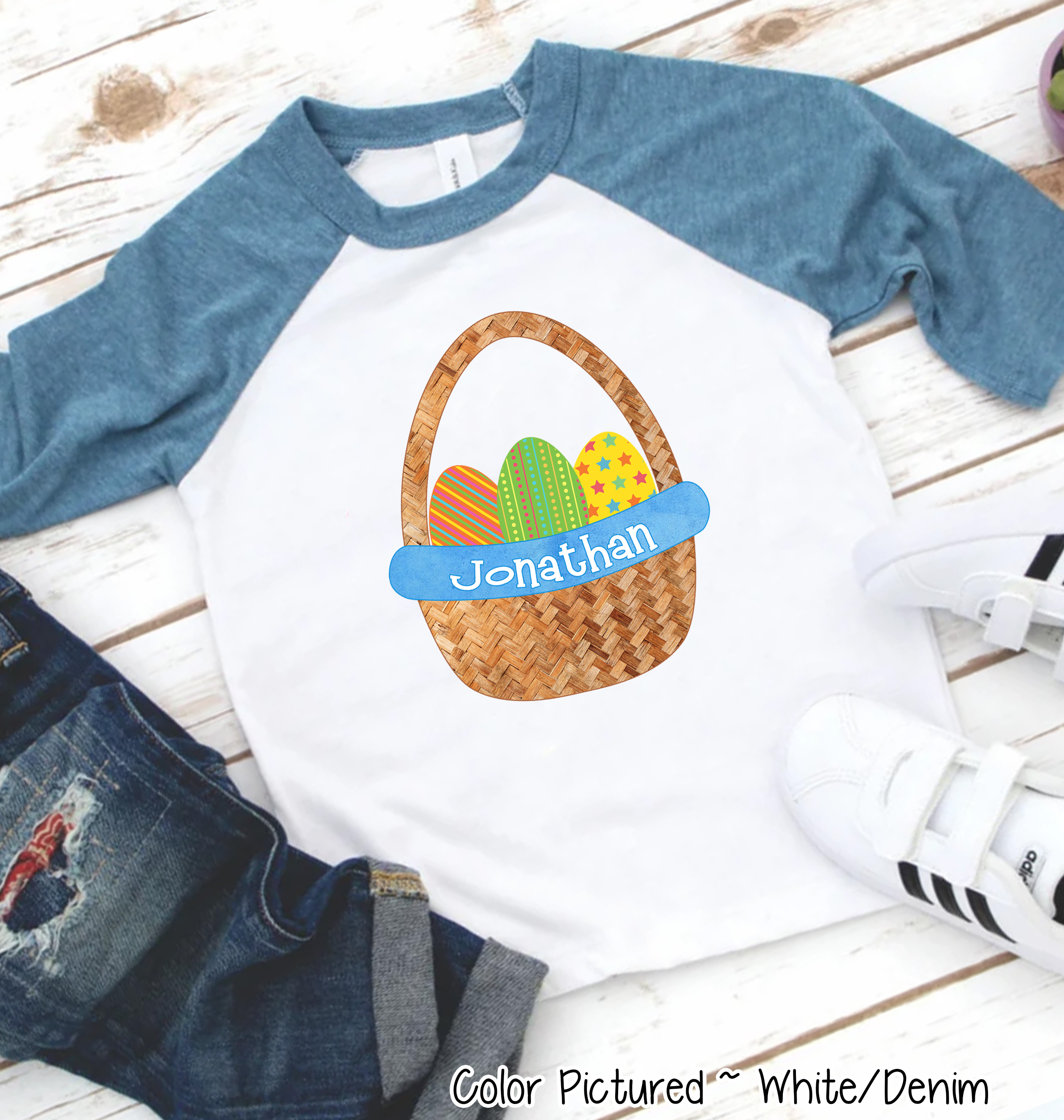 Personalized Boy Easter Basket Shirt with Custom Name Easter Day Tee