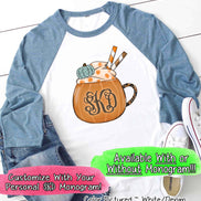 Pumpkin Spice Monogram Mug Raglan Tee
