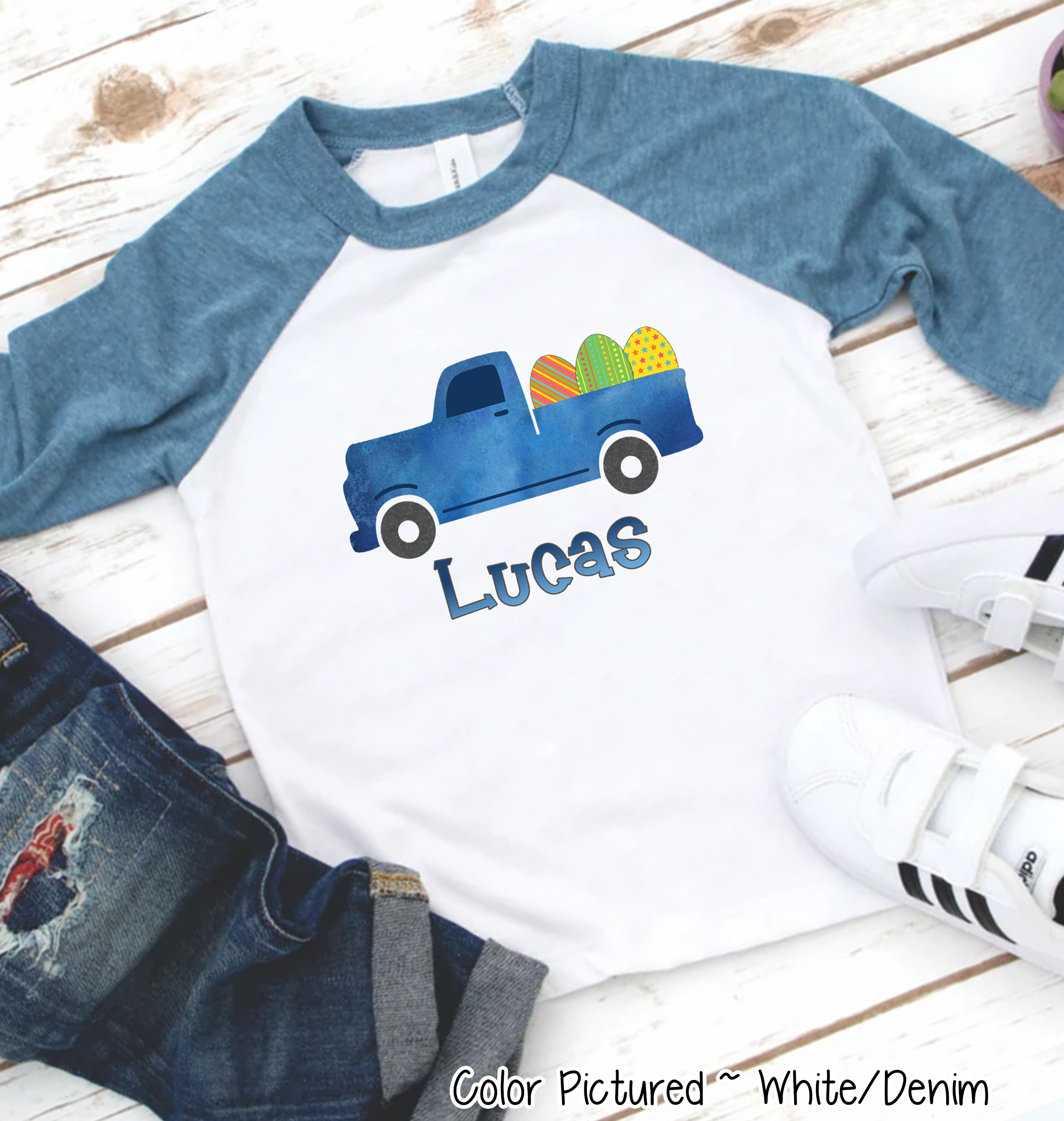 Personalized Easter Truck with Custom Name Easter Day Tee
