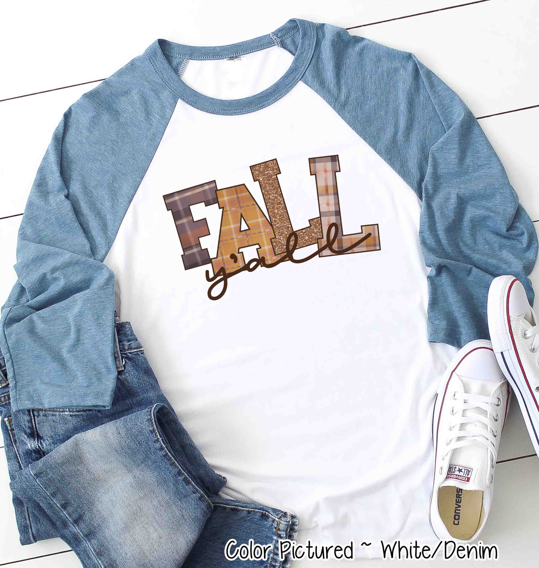 Plaid Fall Y'all Raglan Tee