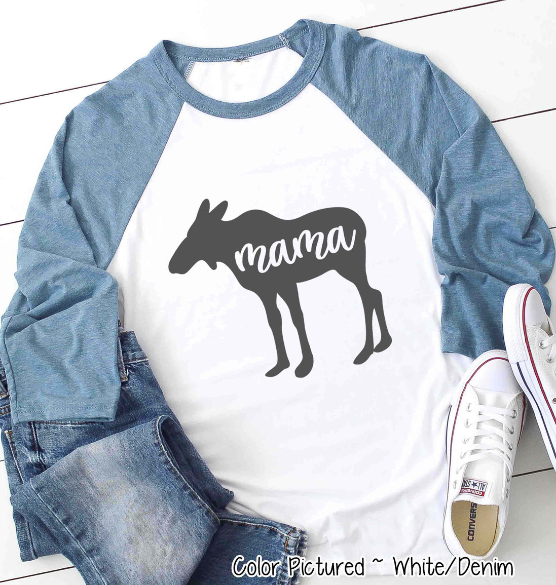 Personalized Family Matching Group Moose Christmas Raglan Tee