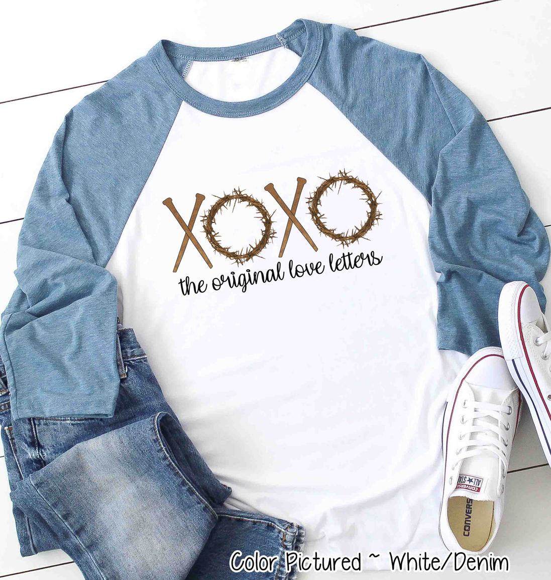 The Original Love Letters XOXO Christian Easter Raglan Tee