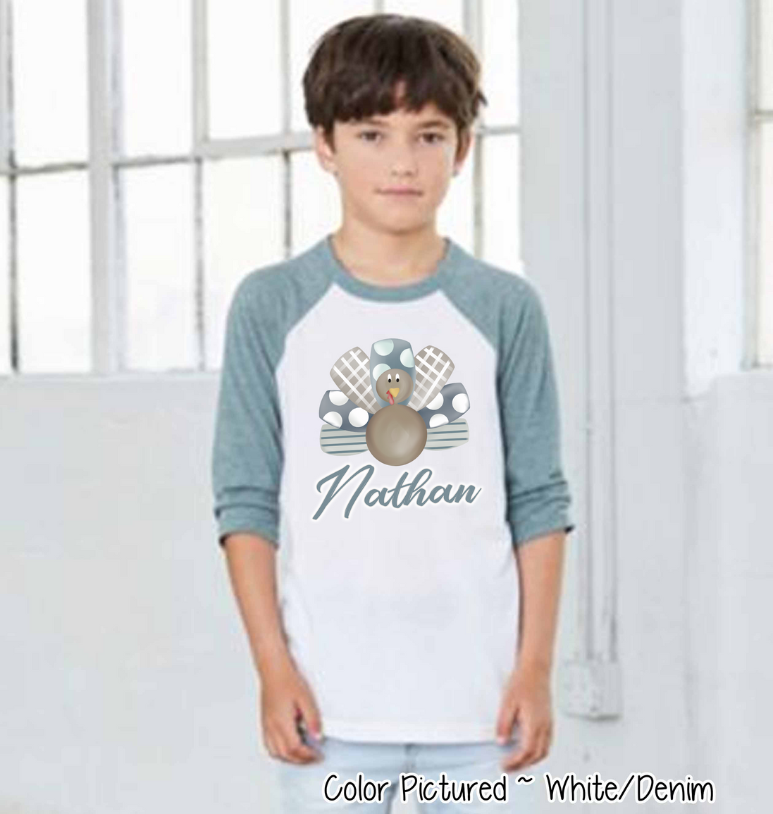 Personalized Boy Turkey Raglan Tee