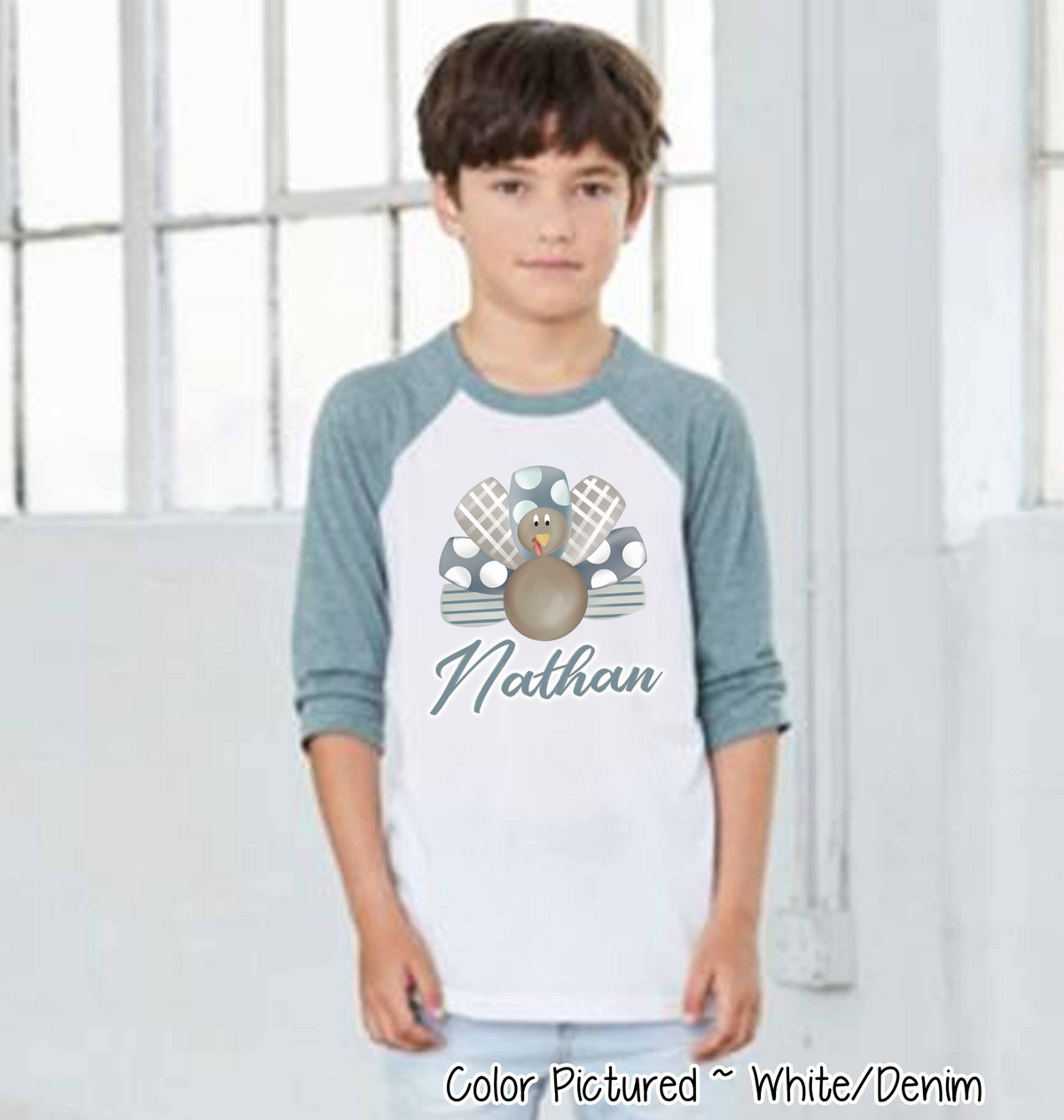 Personalized Boy Turkey Raglan Tee