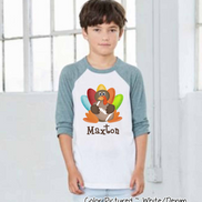Personalized Turkey with Football Raglan Tee