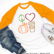 Peace Love Pumpkin Latte Monogram Fall Raglan Tee