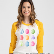 Monogram Watercolor Easter Eggs Raglan Tee