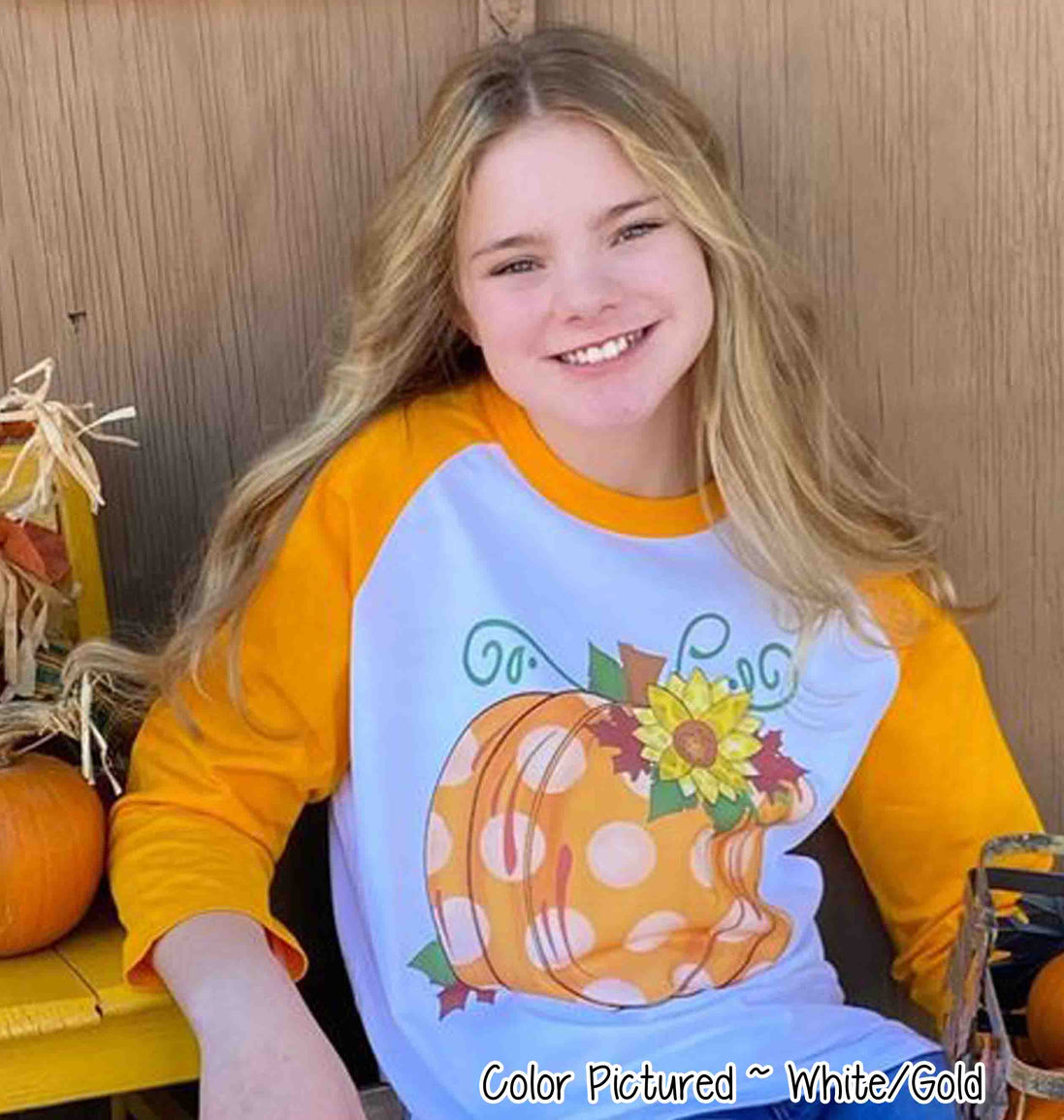 Polka Dot Pumpkin Fall Raglan Tee