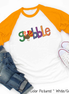 Orange, Blue, Purple Gobble with Turkey Raglan Tee