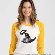 Watercolor Witch Hat Halloween Raglan Tee