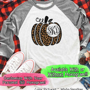 Leopard Pumpkin Monogram Raglan Tee