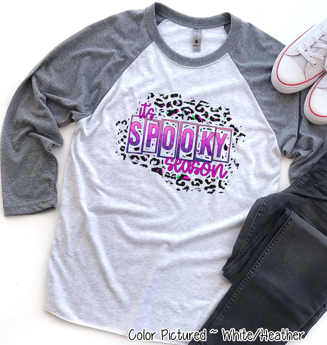 Spooky Season Leopard Halloween Raglan Tee