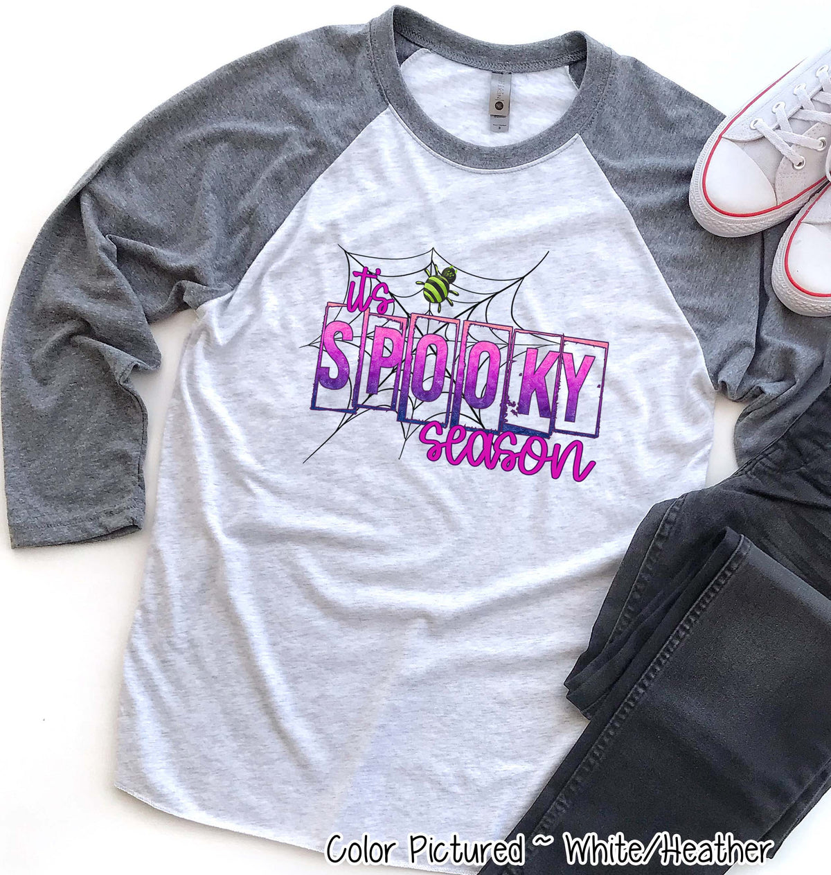 Spooky Season Spider Halloween Raglan Tee
