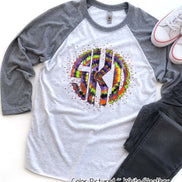 Big Monogram Tie Die Halloween Raglan Tee