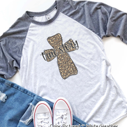 True Story Distressed Leopard Cross Easter Raglan Tee