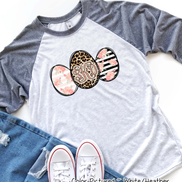Monogram Leopard Rose Gold Easter Eggs Raglan Tee