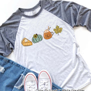 Monogram Pie Pumpkin Latte Fall Raglan Tee