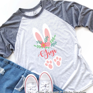 Floral Bunny Ears & Feet with Gigi Easter Raglan Tee