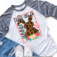 Leopard Print Cute as a Bunny Easter Raglan Tee