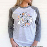 Happy Halloween Icon Circle Halloween Raglan Tee