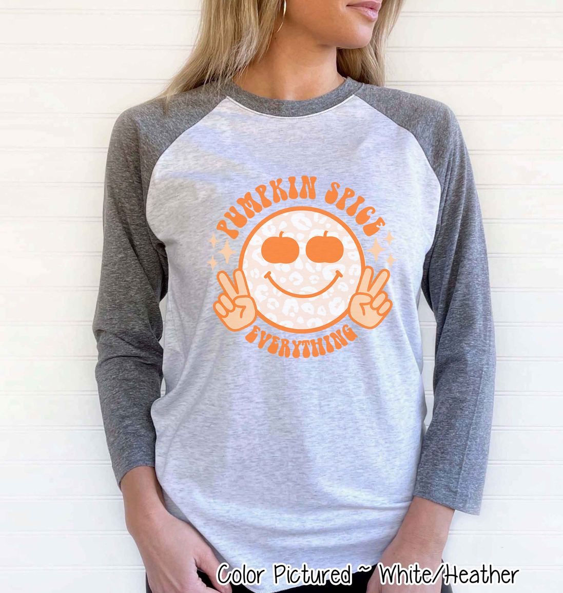 Retro Pumpkin Spice Smile Fall Raglan Tee