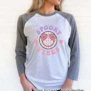 Retro Spooky Vibes Smile Halloween Raglan Tee