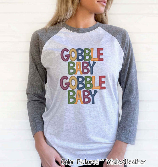 Gobble Baby Gobble Baby Thanksgiving Raglan Tee