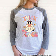 Trick or Teach Teacher Halloween Raglan Tee