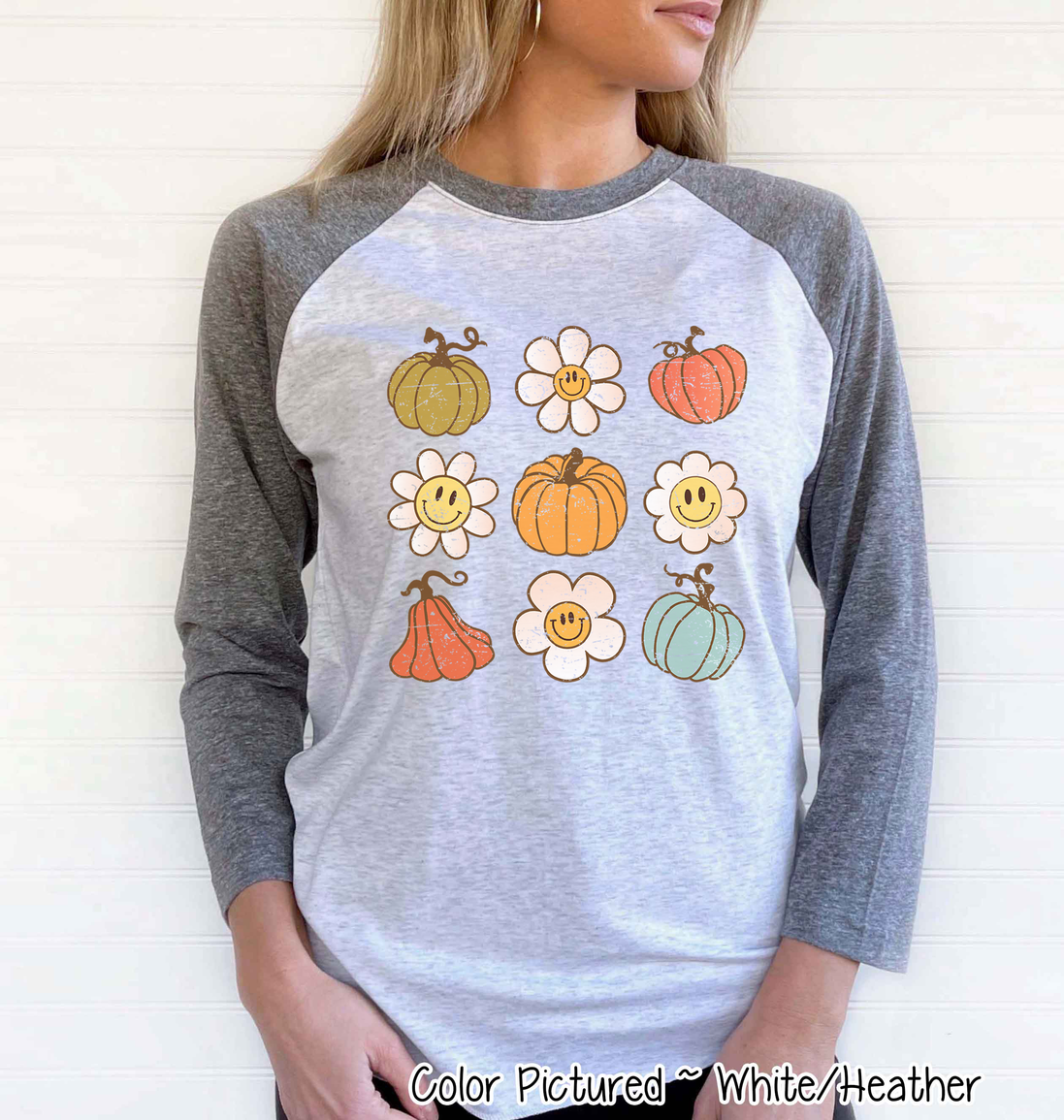 Retro Pumpkins & Daisys Fall Raglan Tee