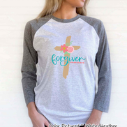 Forgiven Floral Easter Cross Raglan Tee