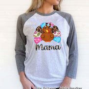 Personalized Pattern Thanksgiving Turkey Family Matching Raglan Tee