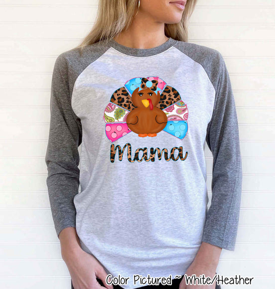 Personalized Pattern Thanksgiving Turkey Family Matching Raglan Tee