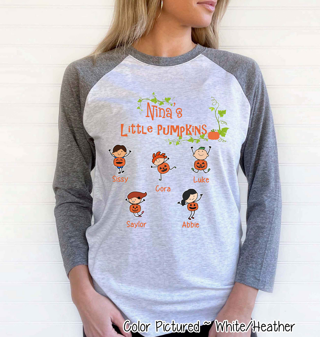 Mom, Grandma, Grandpa etc. Little Pumpkins  ~ Custom Named Kids Pumpkin Raglan Tee