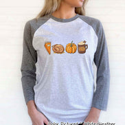 Monogram Pie Turkey Pumpkin Latte Thanksgiving Fall Raglan Tee