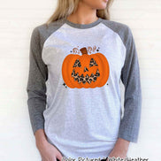 Leopard Pumpkin Halloween Raglan Tee