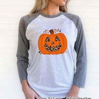 Leopard Pumpkin Halloween Raglan Tee