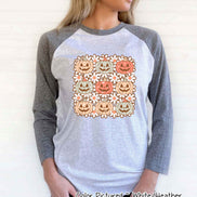 Retro Pumpkins Halloween Raglan Tee
