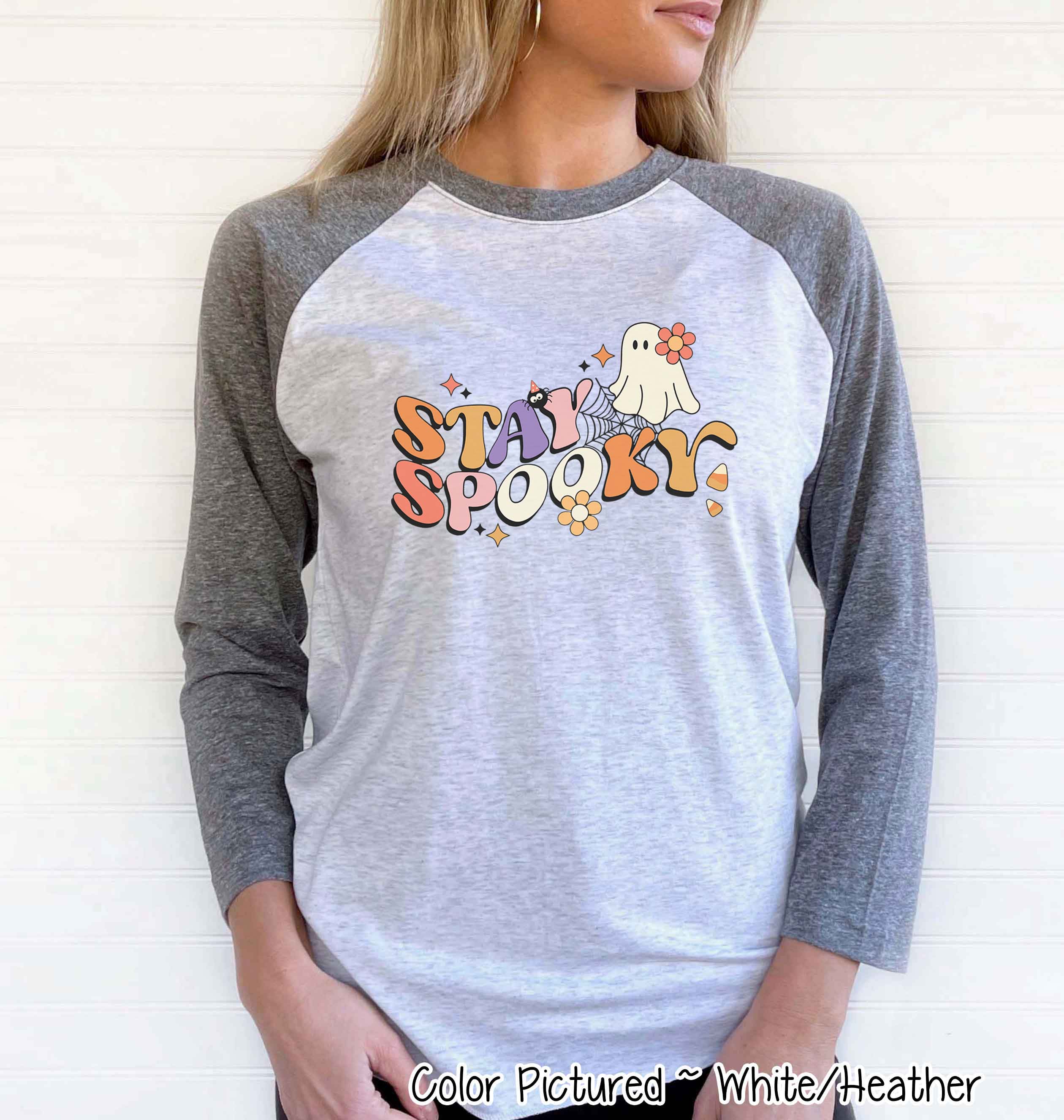 Retro Stay Spooky Halloween Raglan Tee