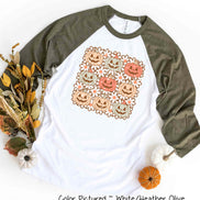 Retro Pumpkins Halloween Raglan Tee
