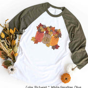 Monogram Autumn Leaves Mason Jars Fall Raglan Tee