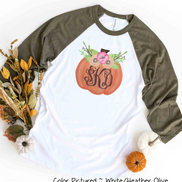 Floral Pumpkin Monogram Fall Raglan