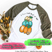 I Love Fall Stack of Monogram Pumpkins Raglan Tee