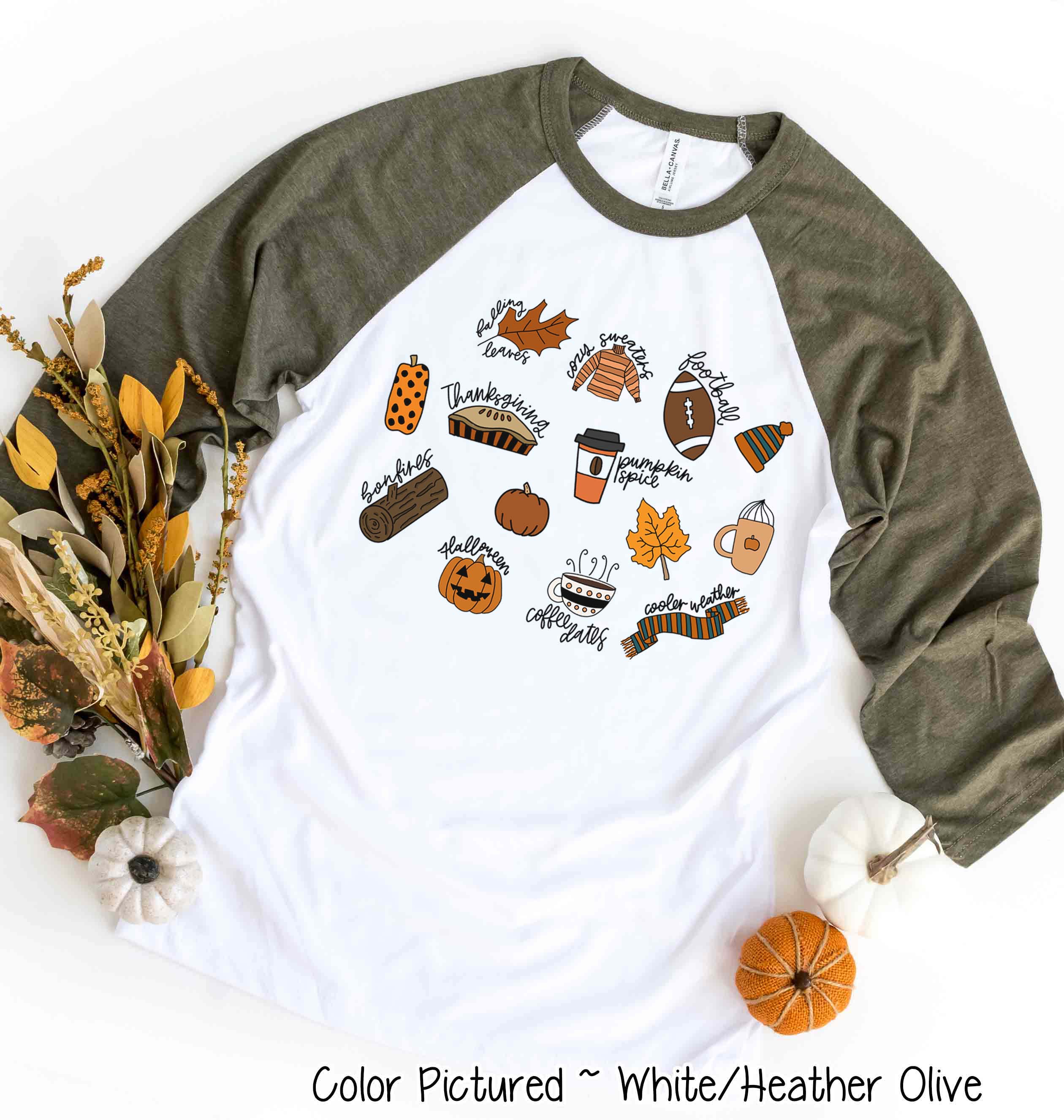 Fall Things Doodles Fall Raglan Tee