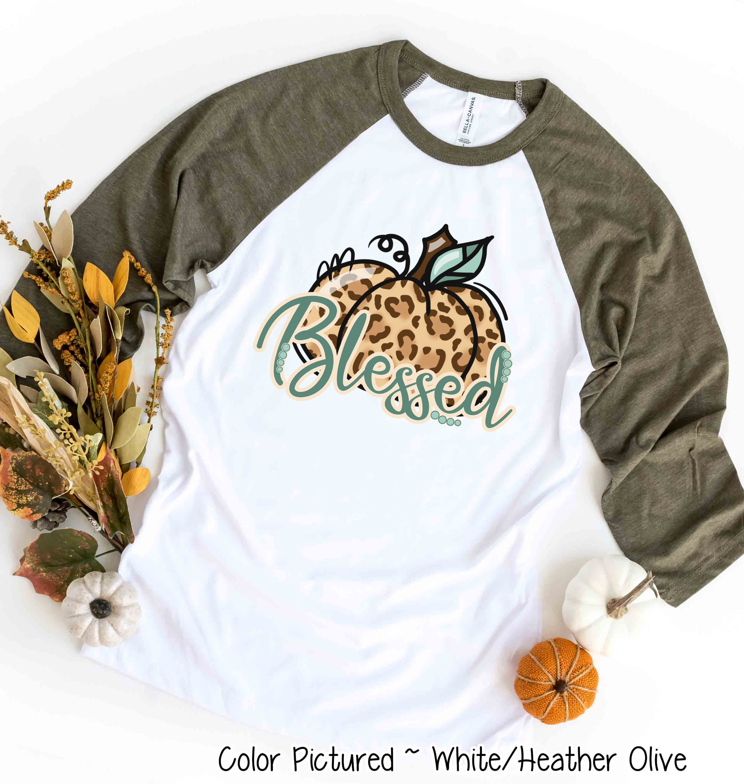 Blessed Leopard Pumpkin Raglan Shirt