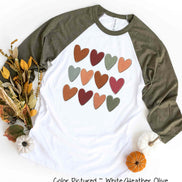 Watercolor Hearts Fall Raglan Tee