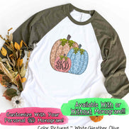 Monogram Leopard Pumpkin Trio Fall Raglan Tee