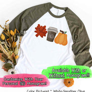 Leaf's, Latte's, & Pumpkin's Monogram Raglan Tee